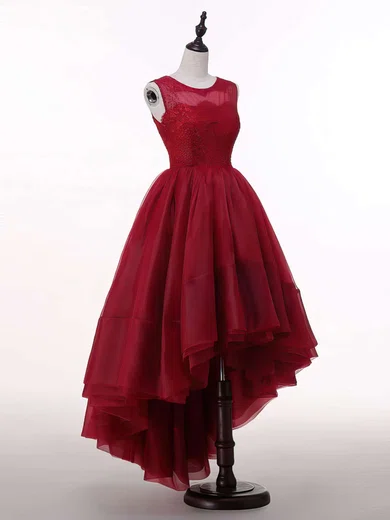Ball Gown Illusion Tulle Modest Prom Dresses With Appliques #Milly020103126