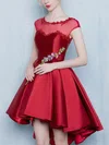Princess Scoop Neck Satin Asymmetrical Beading Prom Dresses #Milly020103133