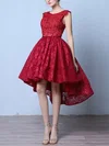 Princess Scoop Neck Lace Asymmetrical Appliques Lace Prom Dresses #Milly020103143