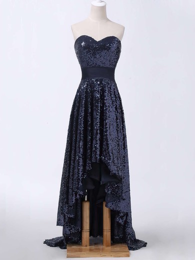 A-line Sweetheart Sequined Asymmetrical Sashes / Ribbons Prom Dresses #Milly020103165