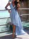 A-line V-neck Chiffon Asymmetrical Sashes / Ribbons Prom Dresses Sale #sale020103203