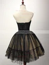 Princess Sweetheart Tulle Short/Mini Appliques Lace Black For Less Prom Dresses #Milly020103252