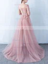 Princess Scoop Neck Tulle Floor-length Appliques Lace Prom Dresses #Milly020103254
