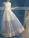 A-line Sweetheart Satin Tulle Floor-length Appliques Lace Prom Dresses #Milly020103259