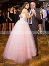 Ball Gown Sweetheart Tulle Floor-length Beading Pink Sweet Plus Size Prom Dresses #Milly020103404