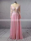 A-line Scoop Neck Chiffon Floor-length Appliques Lace Prom Dresses #Milly020103456