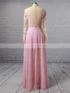 A-line Scoop Neck Chiffon Floor-length Appliques Lace Prom Dresses #Milly020103456