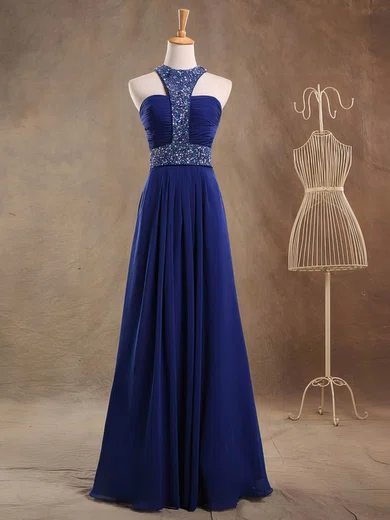 A-line Scoop Neck Chiffon Prom Dresses With Beading #Milly020103471