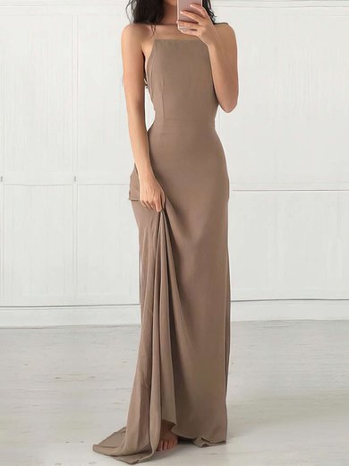 Sheath/Column Square Neck Chiffon Prom Dresses With Floor-length #Milly020103498