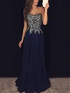 A-line Sweetheart Chiffon Floor-length Appliques Lace Prom Dresses #Milly020103501