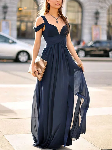 Empire V-neck Chiffon Floor-length Ruffles Prom Dresses Sale #sale020103506