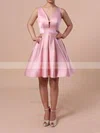 A-line V-neck Satin Short/Mini Prom Dresses #Milly020103512