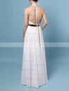 Sheath/Column Halter Lace Chiffon Floor-length Sashes / Ribbons Prom Dresses #Milly020103515