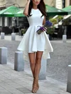A-line Scoop Neck Satin Asymmetrical Ruffles High Low Informal Prom Dresses Sale #sale020103521