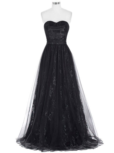 A-line Sweetheart Lace Tulle Floor-length Prom Dresses #Milly020103532