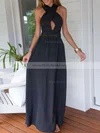 Sheath/Column V-neck Chiffon Floor-length Ruffles Prom Dresses #Milly020103552