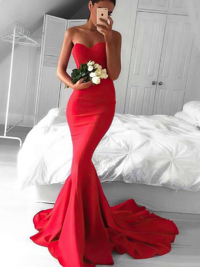 Trumpet/Mermaid Sweetheart Jersey Sweep Train Prom Dresses #Milly020103568