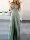 A-line V-neck Chiffon Floor-length Ruffles Prom Dresses Sale #sale020103580