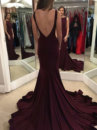 Trumpet/Mermaid Scoop Neck Jersey Court Train Prom Dresses #Milly020103588