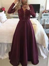 A-line Scoop Neck Satin Floor-length Appliques Lace Prom Dresses #Milly020103603