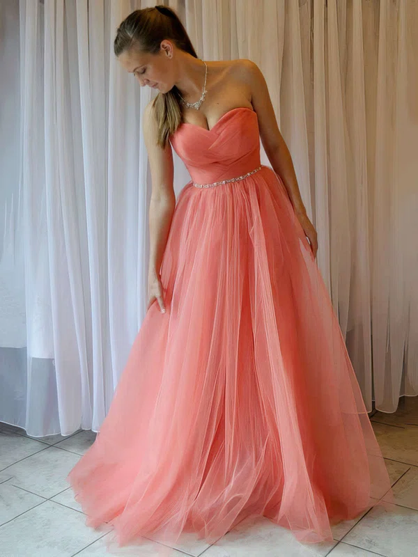 Princess Sweetheart Tulle Floor-length Beading Prom Dresses #Milly020103605