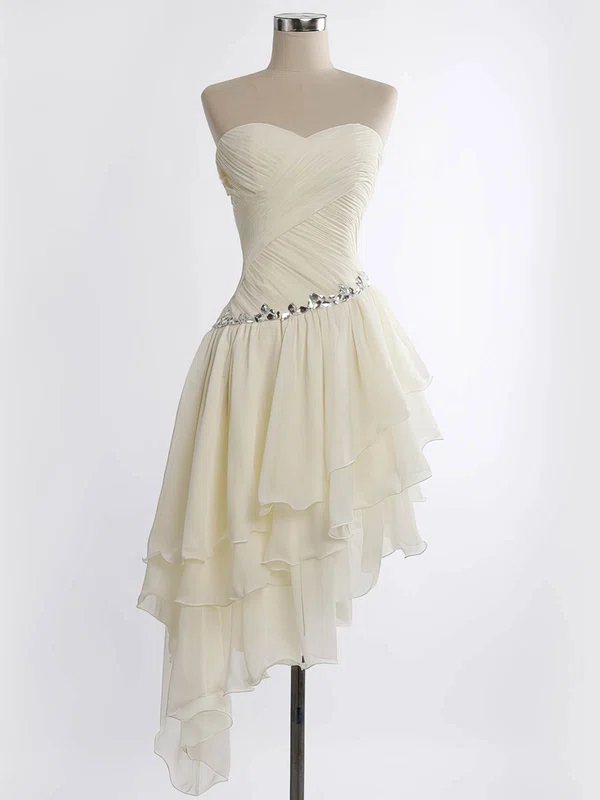 A-line Sweetheart Chiffon Asymmetrical Beading High Low Beautiful Prom Dresses #Milly020103611