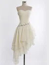 A-line Sweetheart Chiffon Asymmetrical Beading High Low Beautiful Short Prom Dresses #Milly020103611