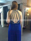 A-line V-neck Chiffon Floor-length Beading Prom Dresses #Milly020103636