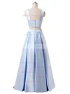 A-line V-neck Satin Floor-length Prom Dresses #Milly020103649
