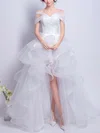 Princess Off-the-shoulder Organza Asymmetrical Tiered White Different Wedding Dresses #Milly00022801