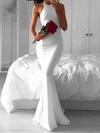 Trumpet/Mermaid Halter Jersey Sweep Train Wedding Dresses #Milly00022814