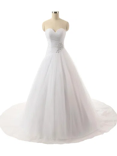 Ball Gown/Princess Sweetheart Tulle Sweep Train Wedding Dresses With Sequins #Milly00022816