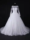 Ball Gown Illusion Tulle Court Train Wedding Dresses With Sequins #Milly00022818