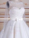 Trendy A-line Scoop Neck Tulle Knee-length Appliques Lace Long Sleeve Backless Wedding Dresses #Milly00022824