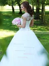 Ball Gown Scalloped Neck Tulle Floor-length Appliques Lace New Style Wedding Dresses #Milly00022830