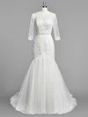 Trumpet/Mermaid Illusion Tulle Sweep Train Wedding Dresses With Beading #Milly00022833