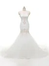 Trumpet/Mermaid Sweetheart Organza Sweep Train Wedding Dresses With Appliques Lace #Milly00022840
