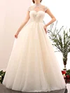 Ball Gown/Princess High Neck Tulle Floor-length Wedding Dresses With Beading #Milly00022848