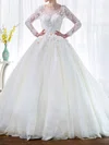 Ball Gown/Princess Illusion Tulle Chapel Train Wedding Dresses With Appliques Lace #Milly00022851