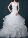 Trumpet/Mermaid Illusion Organza Court Train Wedding Dresses With Tiered #Milly00022860