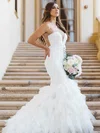 Trumpet/Mermaid Illusion Tulle Sweep Train Wedding Dresses With Cascading Ruffles #Milly00022868