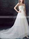 A-line Sweetheart Organza Tulle Asymmetrical Appliques Lace New Style Wedding Dresses #Milly00022878