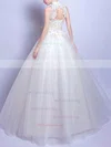 Ball Gown High Neck Tulle Floor-length Appliques Lace Open Back Modest Wedding Dresses #Milly00022881