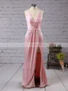 Sheath/Column V-neck Silk-like Satin Floor-length Split Front Prom Dresses #Milly020103662