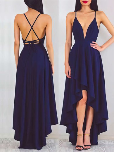 A-line V-neck Chiffon Asymmetrical Prom Dresses #Milly020103670