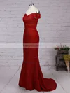 Trumpet/Mermaid Off-the-shoulder Stretch Crepe Sweep Train Split Front Prom Dresses #Milly020103671