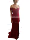 Trumpet/Mermaid Off-the-shoulder Stretch Crepe Sweep Train Split Front Prom Dresses #Milly020103671