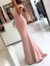 Trumpet/Mermaid Floor-length Off-the-shoulder Stretch Crepe Appliques Lace Prom Dresses #Milly020103721