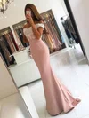 Trumpet/Mermaid Floor-length Off-the-shoulder Stretch Crepe Appliques Lace Prom Dresses #Milly020103721