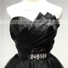 A-line Sweetheart Tulle Short/Mini Sashes / Ribbons Black Girls Prom Dresses #Milly020103728